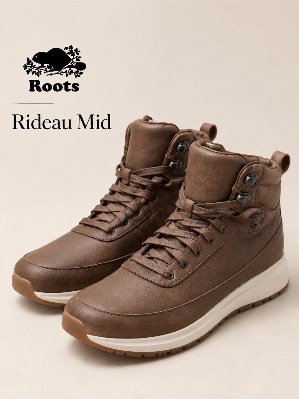 Roots Rideau Mid Brown Leather High Top Sneakers Women’s Size 10